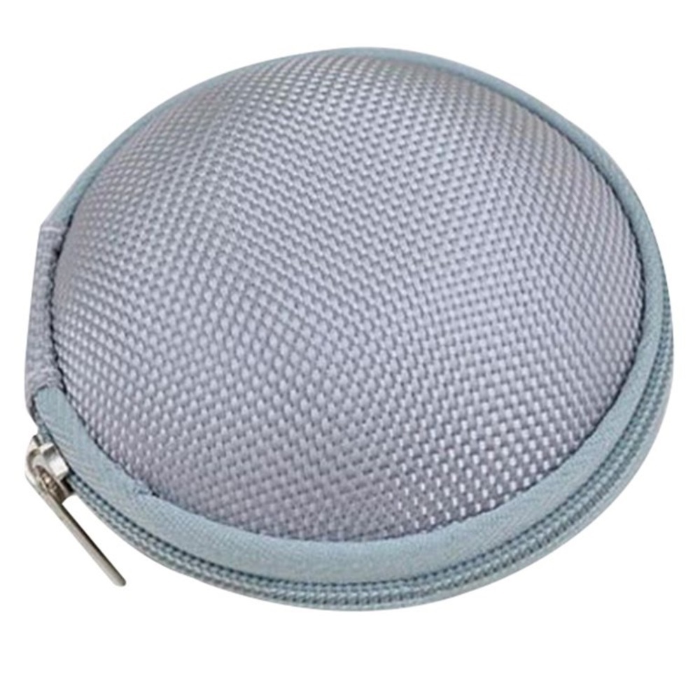 Round Gray Tech Storage Organizer Case with Zip Closure